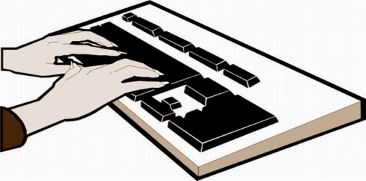 HANDS AT KEYBOARD - SEPIA