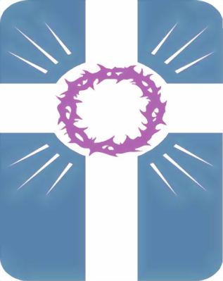 CROSS WITH CROWN OF THORNS - BLUE