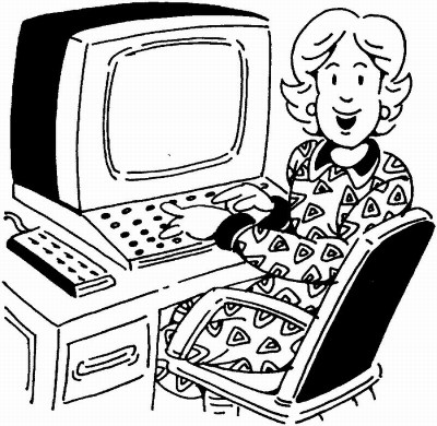 WOMAN AT COMPUTER - HAPPY
