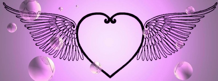 HEART WITH WINGS - Purple W. BUBBLES