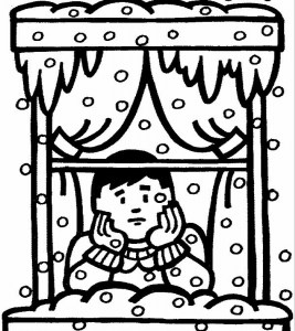 BOY AT WINDOW - SNOW