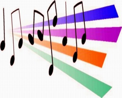 DANCING MUSICAL NOTES WITH STRIPES