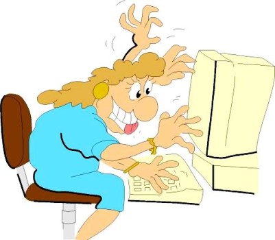 WOMAN AT COMPUTER - WILD &amp; HAPPY