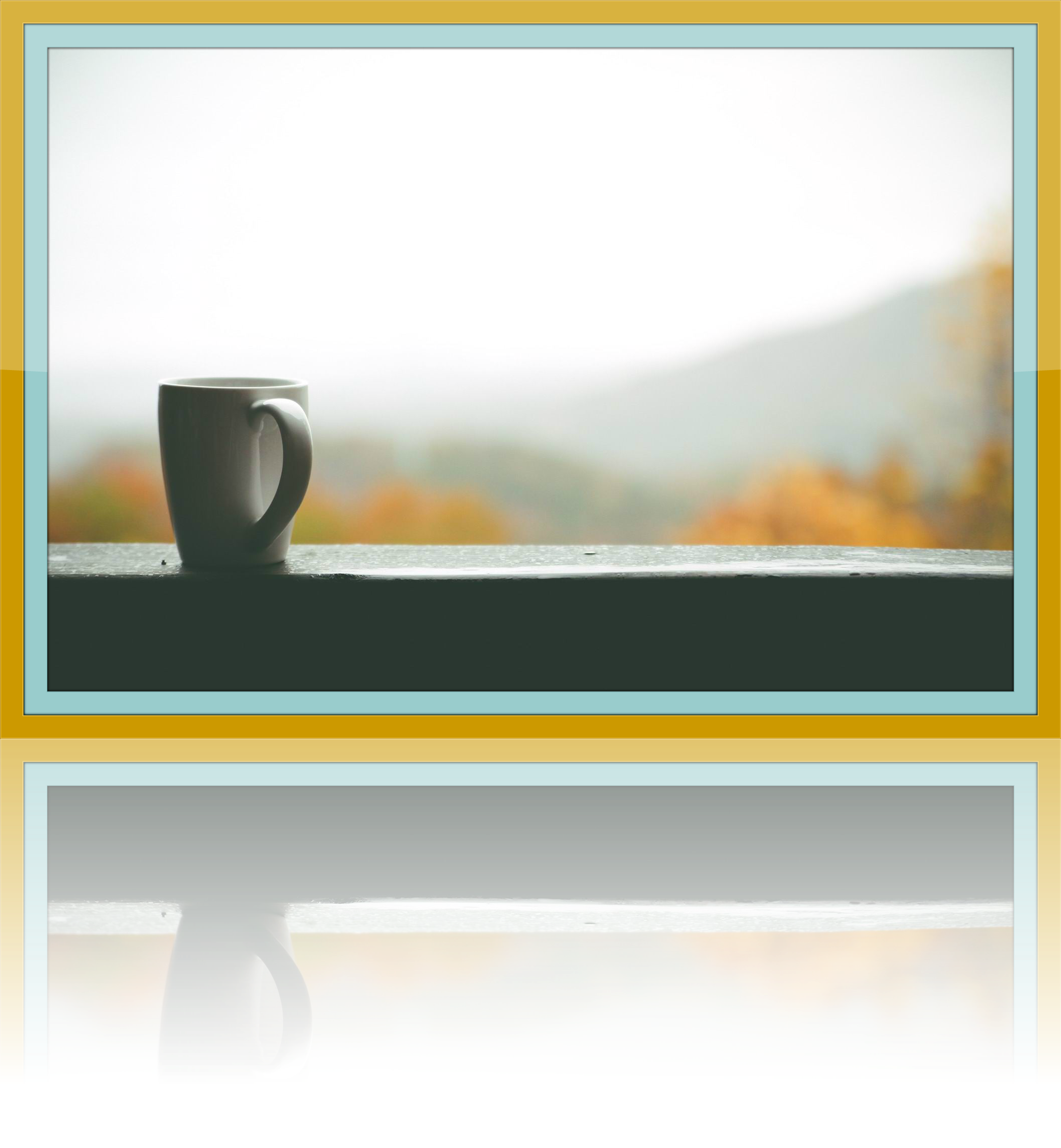 COFFE &amp; MOUNTAINS - with reflection