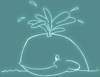 SMILING WHALE - WHITE ON AQUA