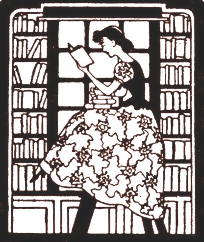 GIRL READING ON LADDER SEPIA LARGER