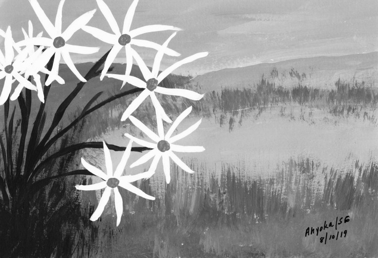 SKINNY DAISY POND- B & W