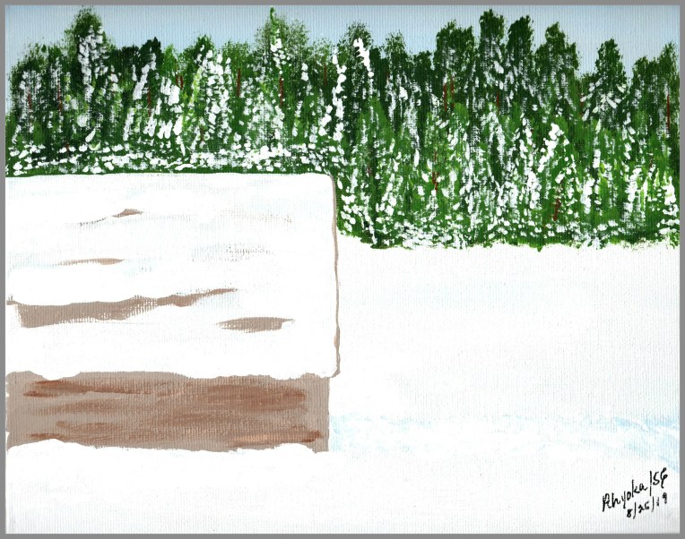 WINTER BARN - ACRYLICS - w. frame