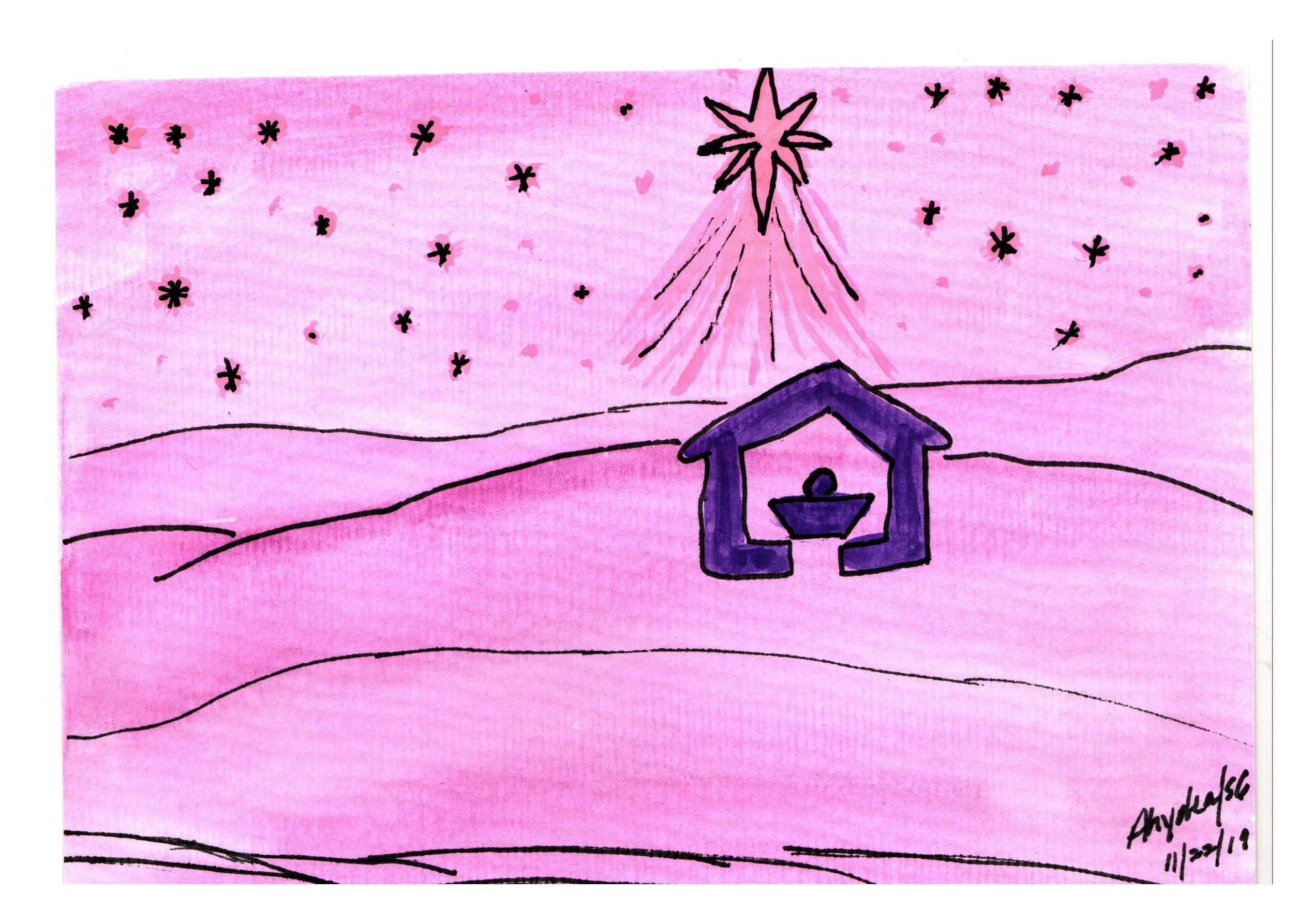 MAGENTA NATIVITY - w. frame