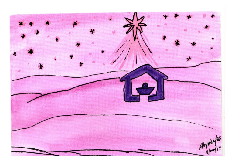 MAGENTA NATIVITY - w. frame